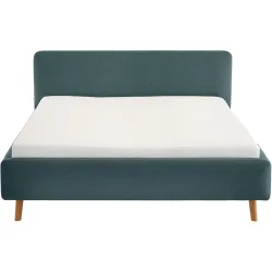 Bett Senja Blau/Grün Stoff 180 x 200 cm - Farbe: blaugrün - Bett