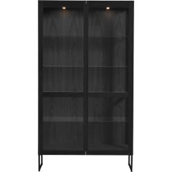Vitrine Skovby Schwarz Holz 100 cm 180 cm 77 cm - Material: Eiche - Vitrine