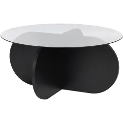 Salontisch Georis Schwarz Glas/Holz 75 cm - Material: Glas/Holzwerkstoff - Salontisch