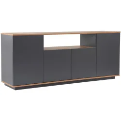 Sideboard Georis Grau/Braun Holz 180 cm 75 cm - Farbe: anthrazit/natur - Material: Holzwerkstoff - Sideboard