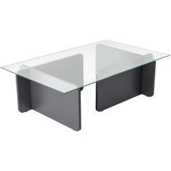 Salontisch Georis Grau/Transparent Glas/Holz 105 cm - Farbe: anthrazit/transparent - Material: Glas/Holzwerkstoff - Salontisch