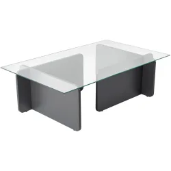 Salontisch Georis Grau/Transparent Glas/Holz 105 cm - Farbe: anthrazit/transparent - Material: Glas/Holzwerkstoff - Salontisch