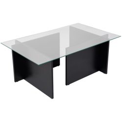 Salontisch Georis Schwarz Glas/Holz 105 cm - Material: Glas/Holzwerkstoff - Salontisch