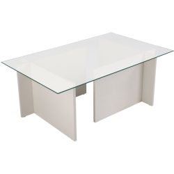 Salontisch Georis Weiss/Transparent Glas/Holz 105 cm - Material: Glas/Holzwerkstoff - Salontisch
