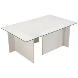 Salontisch Georis Weiss/Transparent Glas/Holz 105 cm - Material: Glas/Holzwerkstoff - Salontisch