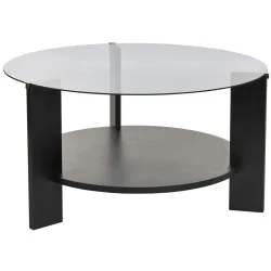 Salontisch Georis Schwarz/Transparent Glas/Holz 75 cm - Material: Glas/Holzwerkstoff - Salontisch
