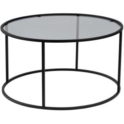 Salontisch Georis Grau/Transparent Glas/Metall 80 cm - Farbe: dunkelgrau/transparent - Salontisch