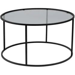 Salontisch Georis Grau/Transparent Glas/Metall 80 cm - Farbe: dunkelgrau/transparent - Salontisch