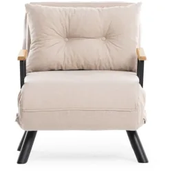 Sessel Foldbar Beige Leinen 78 cm 60 cm Ausziehbar - Farbe: cream - Sessel