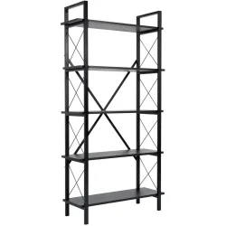 Bücherregal Ely Schwarz Holz 90 cm 180 cm - Material: Holzwerkstoff - Bücherregal