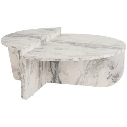 Salontisch Georis Grau/Weiss Holz 90 cm - Farbe: marmor - Material: Holzwerkstoff - Salontisch
