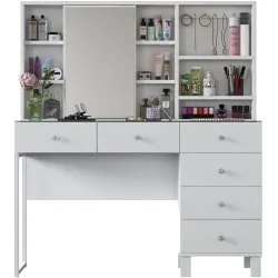 Schminktisch Georis Weiss Holz 120 cm 40 cm 136.8 cm - Material: Holzwerkstoff - Schminktisch