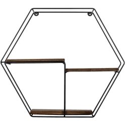Wandregal Georis Schwarz Holz/Metall 60 cm 53 cm - Farbe: natur/schwarz - Wandregal