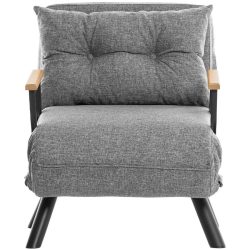 Sessel Foldbar Grau Leinen 78 cm 60 cm Ausziehbar - Farbe: hellgrau - Sessel