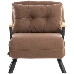 Sessel Foldbar Braun Leinen 78 cm 60 cm Ausziehbar - Farbe: Hellbraun - Sessel