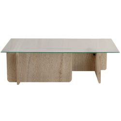 Salontisch Georis Beige/Braun Glas/Holz 105 cm - Farbe: Braun/beige marmoriert - Material: Glas/Holzwerkstoff - Salontisch
