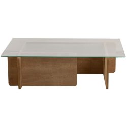 Salontisch Georis Braun/Transparent Glas/Holz 105 cm - Farbe: eiche/transparent - Material: Glas/Holzwerkstoff - Salontisch