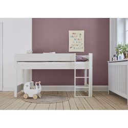Halbhohes Bett Iver 90x200cm weiss - Material: MDF - Hochbett