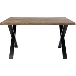 Esstisch Yavona Braun/Schwarz Metall/Holz 95 cm - Material: Eiche Natur/Metall - Esstisch