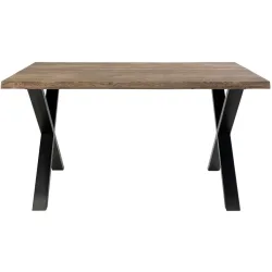 Esstisch Yavona Braun/Schwarz Metall/Holz 95 cm - Material: Eiche Natur/Metall - Esstisch