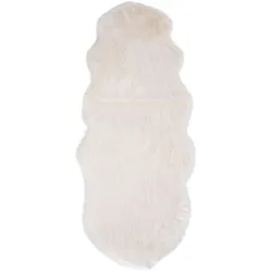 Kunstpelz Qirena Beige Polyester/Kunstfell 180 cm 60 cm - Farbe: ivory - Kunstpelz