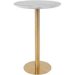 Bartisch Isenta Weiss Stahl 70 cm - Farbe: messing/weiss - Bartisch