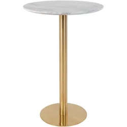 Bartisch Isenta Weiss Stahl 70 cm - Farbe: messing/weiss - Bartisch