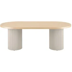 Esstisch Maventa Beige MDF/Holz 100 cm - Farbe: sand - Material: MDF, Eschefurnier - Esstisch