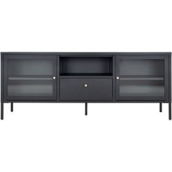 TV-Möbel Tavena Schwarz Stahl/Glas 150 cm 60 cm 35 cm - TV-Möbel