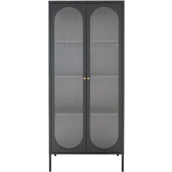 Vitrine Vandor Schwarz Stahl/Glas 80 cm 180 cm 35 cm - Vitrine