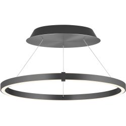 Designer-Pendellampe Bankamp Line anthrazit 63 cm mit Fernbedienung - Farbe: anthrazit matt eloxiert - LED - Lichtfarbe: Extra warmweiss - Material: