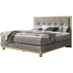 Hasena Boxspringbett Cecilia Grau/Braun Stoff/Holz/Holzwerkstoff 180 x 200 cm - Farbe: Steel - Material: Stoff/Holz/Spanplatte - Boxspringbett