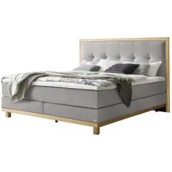 Hasena Boxspringbett Cecilia Grau Stoff 200 x 200 cm - Farbe: Light Grey - Boxspringbett