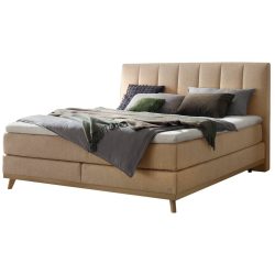 Hasena Boxspringbett Stefania Beige Stoff/Holz/Holzwerkstoff 140 x 200 cm - Farbe: sand - Material: Stoff/Holz/Spanplatte - Boxspringbett