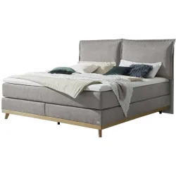 Hasena Boxspringbett Imelda Grau/Braun Stoff/Holz/Holzwerkstoff 200 x 200 cm - Farbe: grey/natur - Material: Stoff/Holz/Spanplatte - Boxspringbett