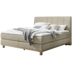Hasena Boxspringbett Estela Beige Stoff/Holz/Holzwerkstoff 160 x 200 cm - Farbe: sand - Material: Stoff/Holz/Spanplatte - Boxspringbett