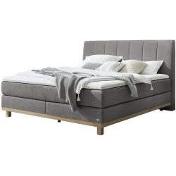 Hasena Boxspringbett Estela Grau/Braun Stoff/Holz/Holzwerkstoff 180 x 200 cm - Farbe: grey/natur - Material: Stoff/Holz/Spanplatte - Boxspringbett