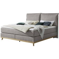 Hasena Boxspringbett Imelda Grau/Braun Stoff/Holz/Holzwerkstoff 160 x 200 cm - Farbe: grey/natur - Material: Stoff/Holz/Spanplatte - Boxspringbett