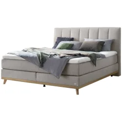 Hasena Boxspringbett Stefania Grau Stoff 160 x 200 cm - Farbe: Light Grey - Boxspringbett