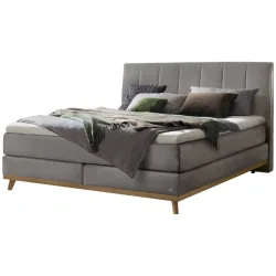 Hasena Boxspringbett Stefania Grau Stoff 200 x 200 cm - Farbe: stahl - Boxspringbett