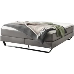 Hasena Boxspringbett Julieta Grau Stoff 180 x 200 cm - Farbe: stahl - Boxspringbett