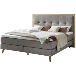 Hasena Boxspringbett Marisol Grau Stoff/Holz/Holzwerkstoff 160 x 200 cm - Farbe: Grey - Material: Stoff/Holz/Spanplatte - Boxspringbett