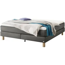 Hasena Boxspringbett Carlota Grau Stoff/Holz/Holzwerkstoff 180 x 200 cm - Farbe: stahl - Material: Stoff/Holz/Spanplatte - Boxspringbett