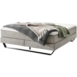 Hasena Boxspringbett Julieta Grau Stoff/Holz/Holzwerkstoff 200 x 200 cm - Farbe: Light Grey - Material: Stoff/Holz/Spanplatte - Boxspringbett