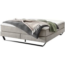 Hasena Boxspringbett Julieta Grau Stoff/Holz/Holzwerkstoff 200 x 200 cm - Farbe: Light Grey - Material: Stoff/Holz/Spanplatte - Boxspringbett