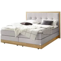 Hasena Boxspringbett Alba Grau Stoff 200 x 200 cm - Farbe: Light Grey - Boxspringbett