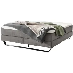 Hasena Boxspringbett Julieta Grau Stoff 140 x 200 cm - Farbe: Grey - Boxspringbett