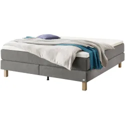 Hasena Boxspringbett Carlota Grau Stoff 160 x 200 cm - Farbe: Grey - Boxspringbett