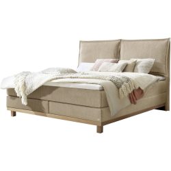 Hasena Boxspringbett Zamora Beige Stoff 200 x 200 cm - Farbe: sand - Boxspringbett