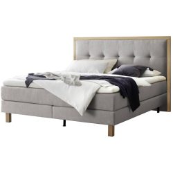 Hasena Boxspringbett Solara Grau Stoff 180 x 200 cm - Farbe: Light Grey - Boxspringbett